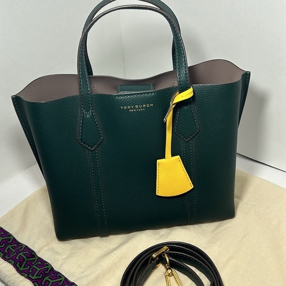 TORY BURCH Perry Small Leather Satchel Crossbody Shoulder Bag  Green - Picture 5 of 12